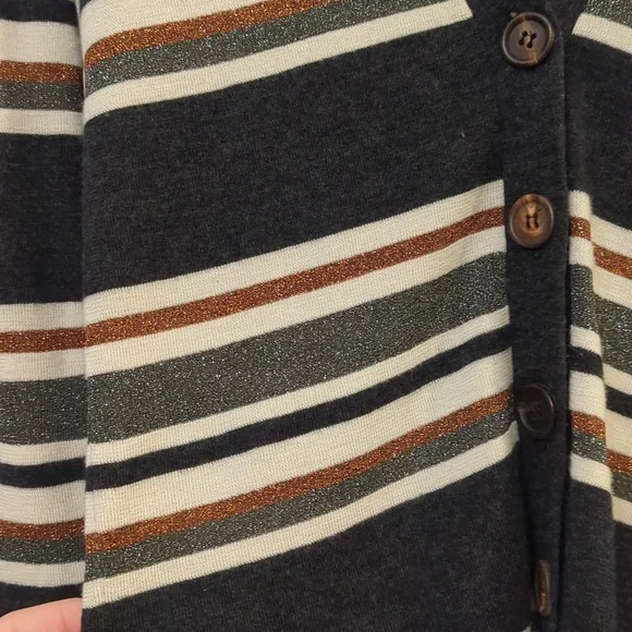 Brunello Cucinelli Cashmere Striped Metallic Cardigan S